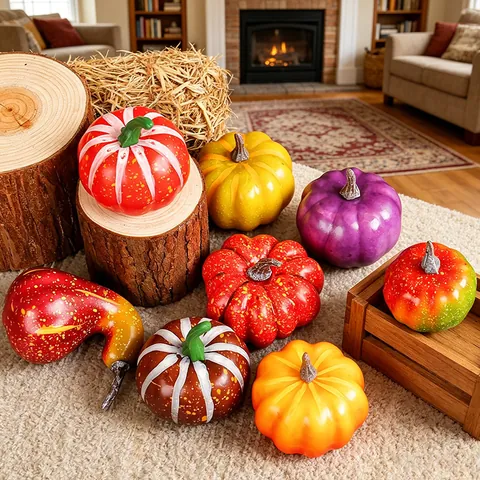 Künstliche Ernte Kürbis Ornament Set Schaumstoff Gefälschte Kalebasse Gemüse Für Thanksgiving Halloween Zuhause Tischdeko Rustikal Ornament