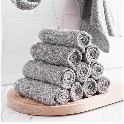 Kitchen Cleaning Cloth Bamboo Fiber Absorbent Dishcloth Soft Grey Japanese Style Dish Towel For Home