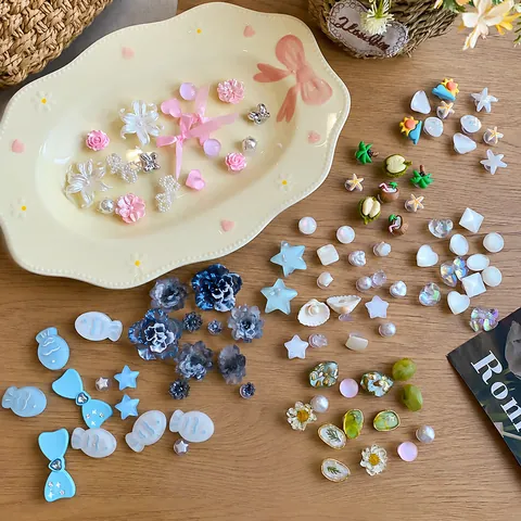 Summer Resin Artificial Pearl Shell Starfish Floral Shoe Charms DIY Accessories Elegant Decorative Fasteners For Clogs Clogs Ornament For Women Kids