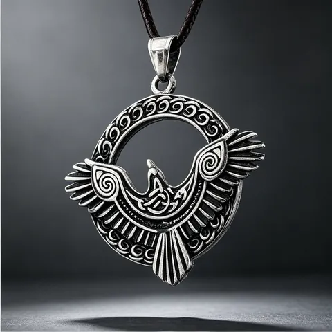 Pendentif Aigle en Acier Inoxydable Vintage Collier Homme Gothique Punk Hibou Ailes de Rapace Argent Antique Bijoux Cadeau