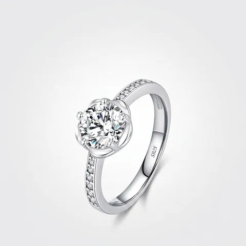 1 Carat Moissanite Ring For Women 925 Sterling Silver Round Brilliant Cut D Color VVS1 Engagement Wedding Jewelry GRA