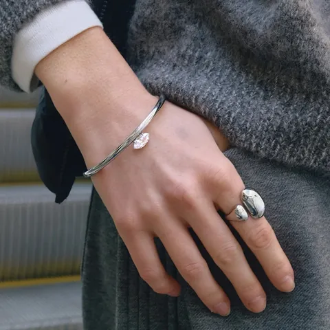 Brazalete Abierto Clásico de Acero Inoxidable Chapado en Oro de 18K Con Strass Marquise para Mujer Joyería Geométrica Minimalista