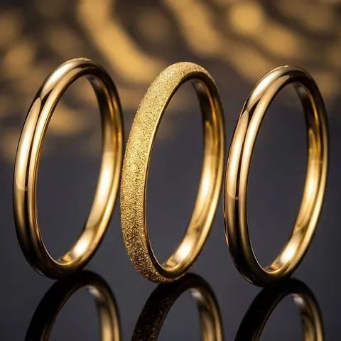 Minimalist Stainless Steel Plain Band Ring Collection For Women French Style Gold Silver Rose Gold Frosted Polished Finger Jewelry