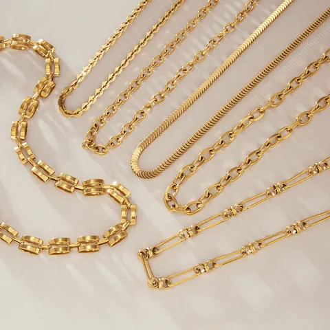 Minimalistische Edelstahl Kette Halskette Für Damen Gold Plattiert PVD Vakuum Plattierung Punk Figaro Schlangenkette Schmuck Geschenk