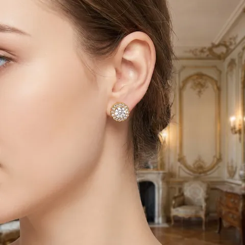 Boucles d'Oreilles Clous en Acier Inoxydable Avec Strass pour Femmes Cœur Carré Rond Forme Géométrique Or Argent Bijoux