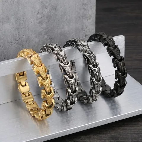 Punk Vintage Stainless Steel Keel Chain Bracelet for Men Vacuum Plated Retro Personalized Dominating Jewelry Hand Chain Accessory