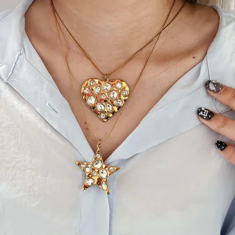Roestvrij Staal Strass Hart Ster Boze Oog Hanger Halsketting Retro Boheems Goud Geometrische Oceaan Schelp Zeester Ketting Voor Dames