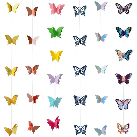 3D Geschichtete Papier Schmetterling Girlande Hängende Dekoration Für Geburtstag Hochzeit Party Zuhause Zimmer Hintergrund DIY Handwerk