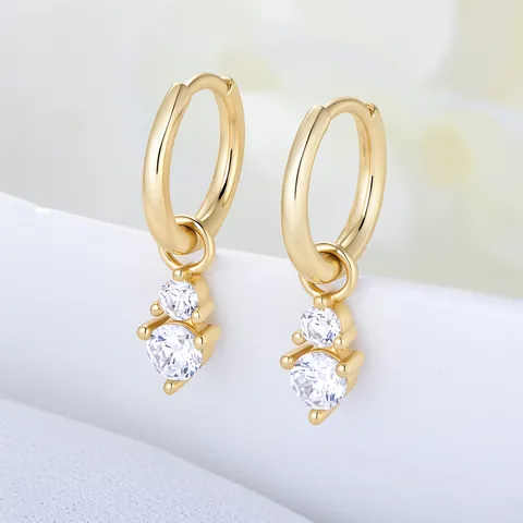 925 Sterlingsilber Zirkonia Anhänger Ohrringe Für Damen Minimalistisch Zierliche Doppelstein Huggie Ohrringe Modeschmuck