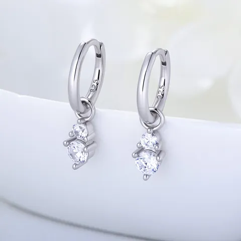 925 Sterlingsilber Zirkonia Anhänger Ohrringe Für Damen Minimalistisch Zierliche Doppelstein Huggie Ohrringe Modeschmuck