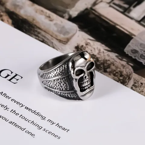 Vintage Punk Totenkopf Edelstahl Ring Für Herren Retro Gothic Rock Stil Heavy Metal Biker Band Ring Schmuck Geschenk