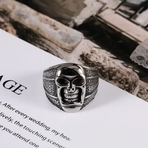 Vintage Punk Totenkopf Edelstahl Ring Für Herren Retro Gothic Rock Stil Heavy Metal Biker Band Ring Schmuck Geschenk