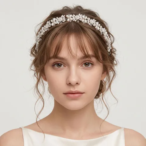 Handgefertigt Braut Strass Künstliche Perle Haarband Elegant Legierung Blume Haarranke Für Hochzeit Party Damen Haarschmuck