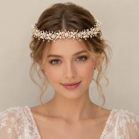 Handgefertigt Braut Strass Künstliche Perle Haarband Elegant Legierung Blume Haarranke Für Hochzeit Party Damen Haarschmuck