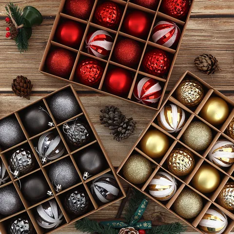 Weihnachtsbaumkugeln Kunststoff Matt Glänzend Glitzernd Texturiert Für Feiertagsfest Haus Dekoration Elegant