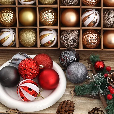 Weihnachtsbaumkugeln Kunststoff Matt Glänzend Glitzernd Texturiert Für Feiertagsfest Haus Dekoration Elegant