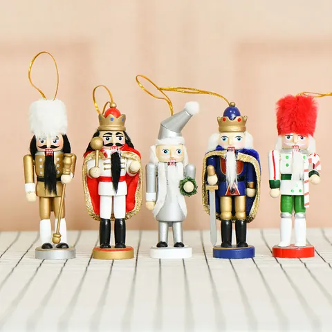 Schiaccianoci di Natale in Legno Figure Re Soldato Ornamenti in Miniatura per Albero di Natale Festa Casa Ufficio Decorazione Tavola Regalo