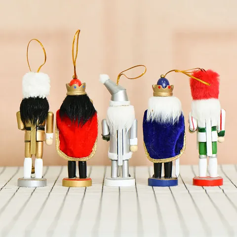 Schiaccianoci di Natale in Legno Figure Re Soldato Ornamenti in Miniatura per Albero di Natale Festa Casa Ufficio Decorazione Tavola Regalo