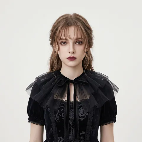 Halloween Vintage Ruffled Tulle Fake Collar For Women Clown Witch Stage Performance Neck Ruff Cosplay Costume Accessories