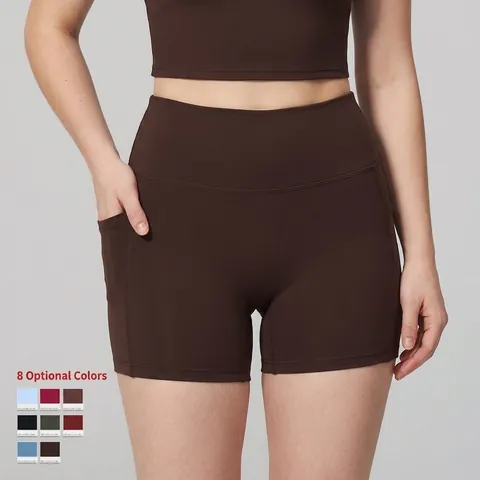 Short de Yoga Taille Haute pour Femmes Coupe Serrée Sans Couture Push Up Sport pour Course Fitness Gym Nylon Élasthanne Bas