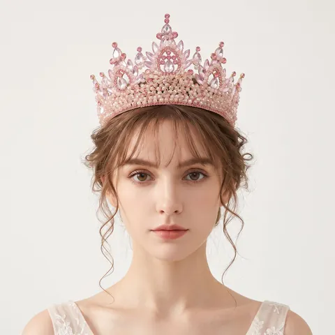 Couronne Baroque De Luxe Diadème Pour Femmes Alliage Strass Perles De Cristal Vintage Mariée Mariage Banquet Fête Accessoire