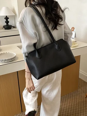 Borsa a Tracolla Grande in Pelle PU Martellata da Donna Borsa Tote Minimalista Sottobraccio per Lavoro e Ufficio