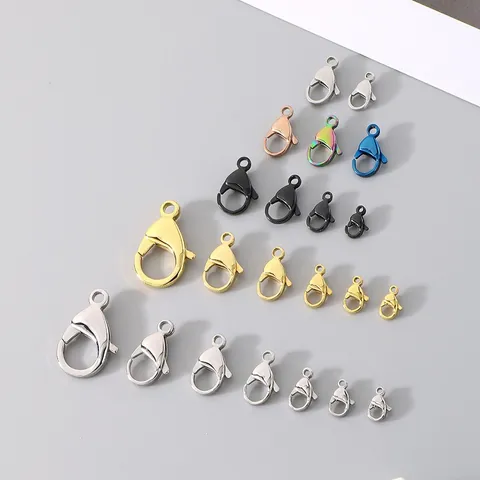 304 Stainless Steel Lobster Clasp Vacuum Plated 18K Gold Rose Gold Black For DIY Jewelry Making Necklaces Bracelets Findings