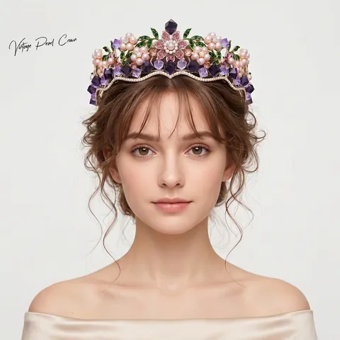 Corona De Novia Barroca Aleación Diadema Floral Diamantes De Imitación Perlas Artificiales Y Cristal Fotografía De Bodas Mujeres