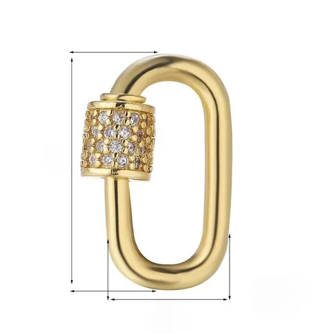 Copper Oval Screw Clasp Pendant For DIY Jewelry Making Zirconia Inlaid Minimalist Necklace Bracelet Finding Charm Accessory