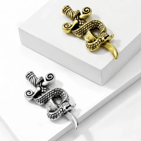 Broche Vintage Gótico De Aleación De Serpiente Alrededor De La Espada Para Mujeres Hombres Incrustado De Strass Daga Ramillete Joyería Punk