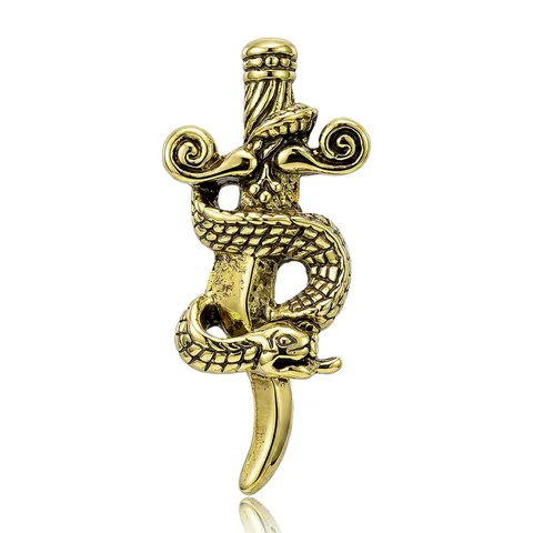 Broche Vintage Gótico De Aleación De Serpiente Alrededor De La Espada Para Mujeres Hombres Incrustado De Strass Daga Ramillete Joyería Punk