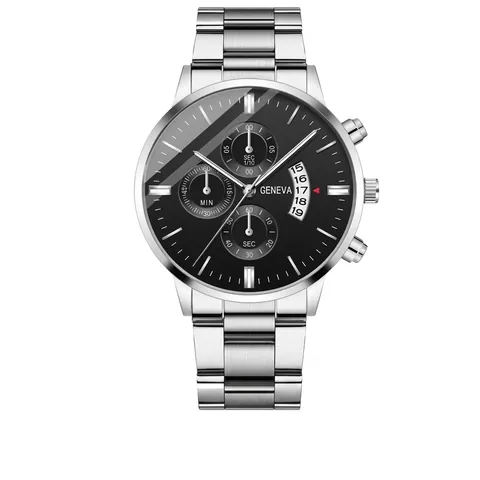 Reloj de Cuarzo para Hombre Negocios Moda Correa de Cuero Acero Inoxidable Calendario Luminoso Analógico Casual