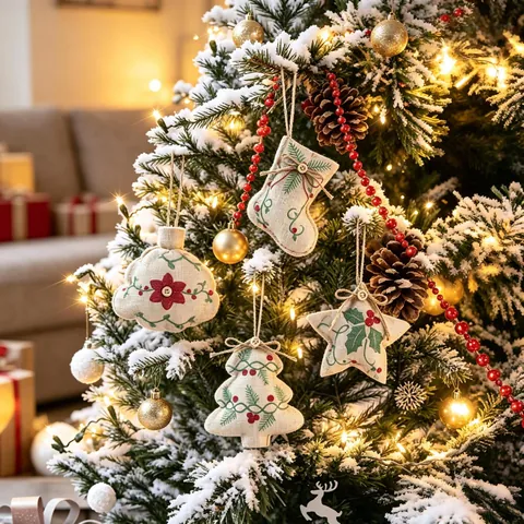 Rustieke Jute Kerstboom Hangende Ornamenten Boerderijstijl Voor Vakantie Huisdecoratie Met Houten Knop En Touw