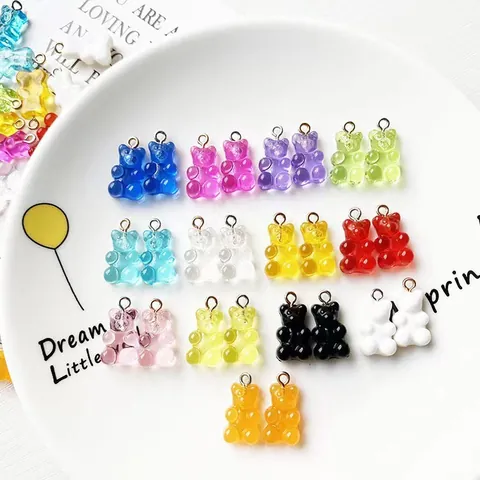 Boucles d'Oreilles Ours en Peluche Mignonnes de Couleur Bonbon Créatives de Style Coréen en Acrylique Transparent Bijoux Cadeau pour Femmes