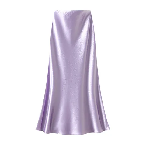 Elegante Gonna a Sirena in Satin Pieghettata da Donna Vita Alta Snellente Gonna Lunga in Poliestere Primavera Ufficio