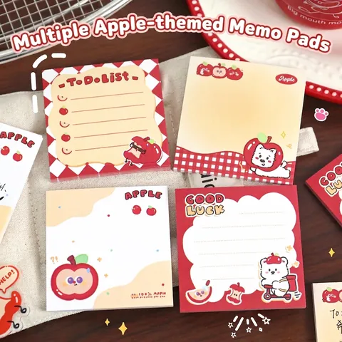 Schattige Appel Cartoon Memoblok Niet Zelfklevend Verdikt Papier Studenten Schrijfwaren Decoratie Scrapbooking Materiaal Notitieblok