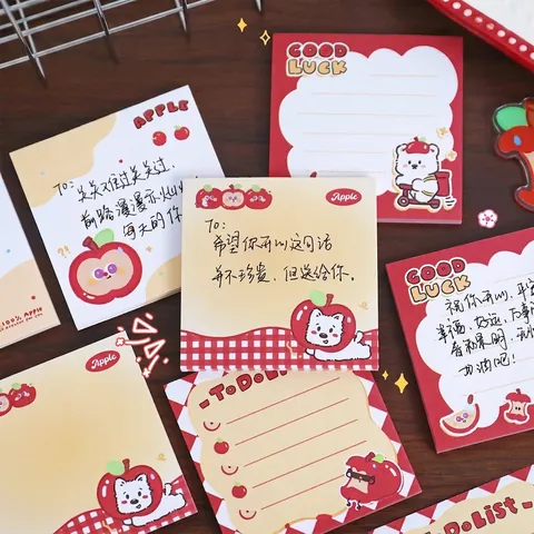 Schattige Appel Cartoon Memoblok Niet Zelfklevend Verdikt Papier Studenten Schrijfwaren Decoratie Scrapbooking Materiaal Notitieblok
