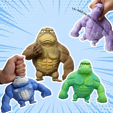 Giocattolo Squishy Gorilla Muscoloso TPR a Ritorno Lento Antistress Gorilla Sensoriale per Adulti Adolescenti Ufficio Gioco Divertente