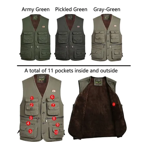 Heren 100 Procent Katoen Multi Zak Gewatteerd Vest Fleece Gevoerd Warm Utility Vest Casual Outdoor V Hals Gilet Kleding