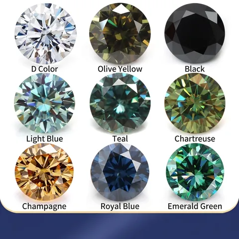 Pietra di Moissanite Sciolta Taglio Brillante Tondo Cuori E Frecce Gemma di Moissanite Colorata per Creazione Gioielli Con Certificato GRA