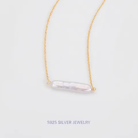 925 Sterling Zilver Barok Kunstparel Hanger Ketting Verguld Minimalistisch Niche Design Luxe Sleutelbeen Ketting Sieradenset Voor Vrouwen Feest
