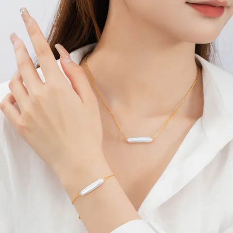 925 Sterling Zilver Barok Kunstparel Hanger Ketting Verguld Minimalistisch Niche Design Luxe Sleutelbeen Ketting Sieradenset Voor Vrouwen Feest