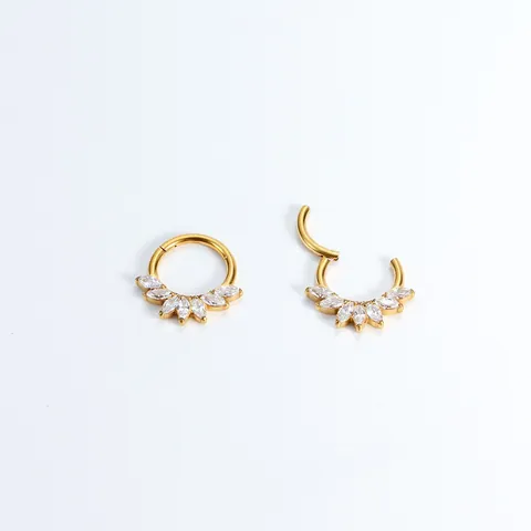 Anneau Clicker à Charnière en Alliage de Titane F136 ASTM F136 Zirconia Marquise Bijoux de Piercing Boucle d'Oreille Nez Lèvre