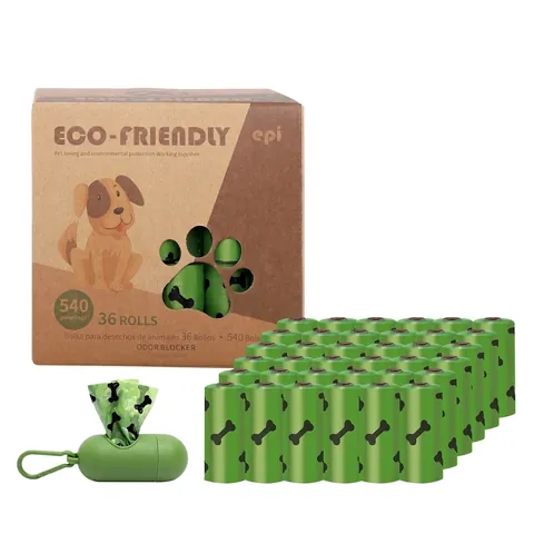 Biodegradable EPI Dog Poop Bags Lavender Scented Leakproof Pet Waste Bags with Bone Pattern Print for Outdoor Cleaning