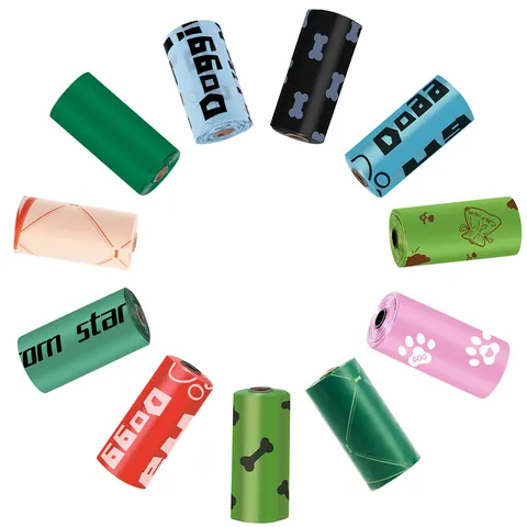 Biodegradable EPI Dog Poop Bags Lavender Scented Leakproof Pet Waste Bags with Bone Pattern Print for Outdoor Cleaning