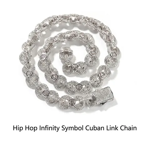 Hip Hop Iced Out Oneindigheid 8 Schakel Ketting Armband Voor Heren Koper Zirconia Bling Street Fashion Sieraden Accessoires Cadeau