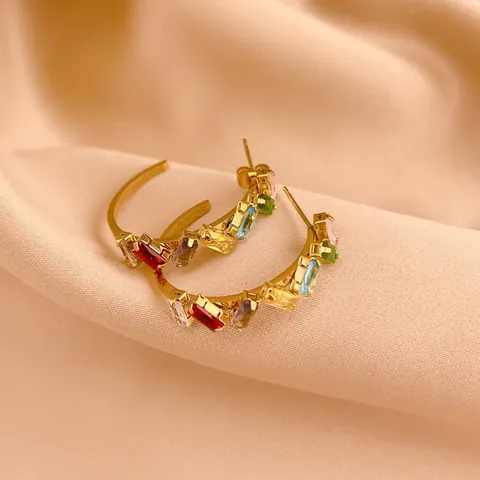 Boucles D'oreilles À Clous En Acier Titane Géométrique Rond Électrolytique