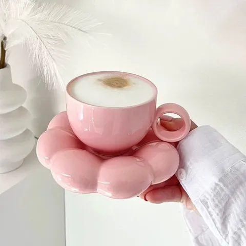 Tazza E Piattino Da Caffè Caldo Daifa Cross-border Carino Nordico Ig Macaron Tazza In Ceramica Creativa E Raffinata A Forma Di Girasole