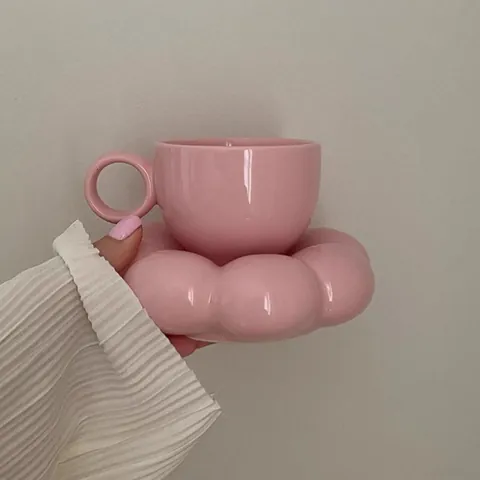 Tazza E Piattino Da Caffè Caldo Daifa Cross-border Carino Nordico Ig Macaron Tazza In Ceramica Creativa E Raffinata A Forma Di Girasole