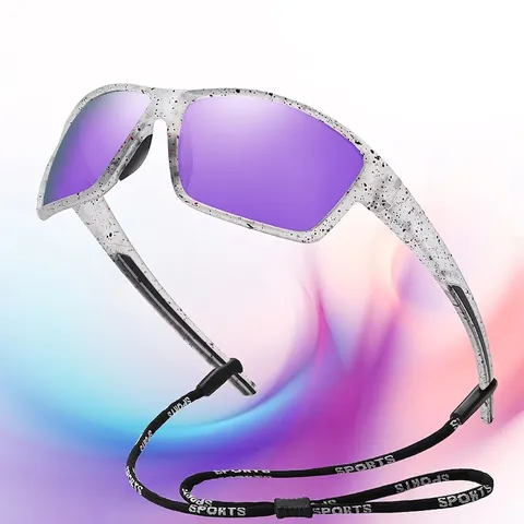 Lunettes de Soleil de Sport Polarisées Photochromiques pour Hommes Femmes Cyclisme Conduite Monture à Imprimé Éclaboussures Verres Miroir UV400 3081